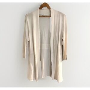 Christopher & Banks Open Front Cardigan Cream Lightweight Knit Womens Size L